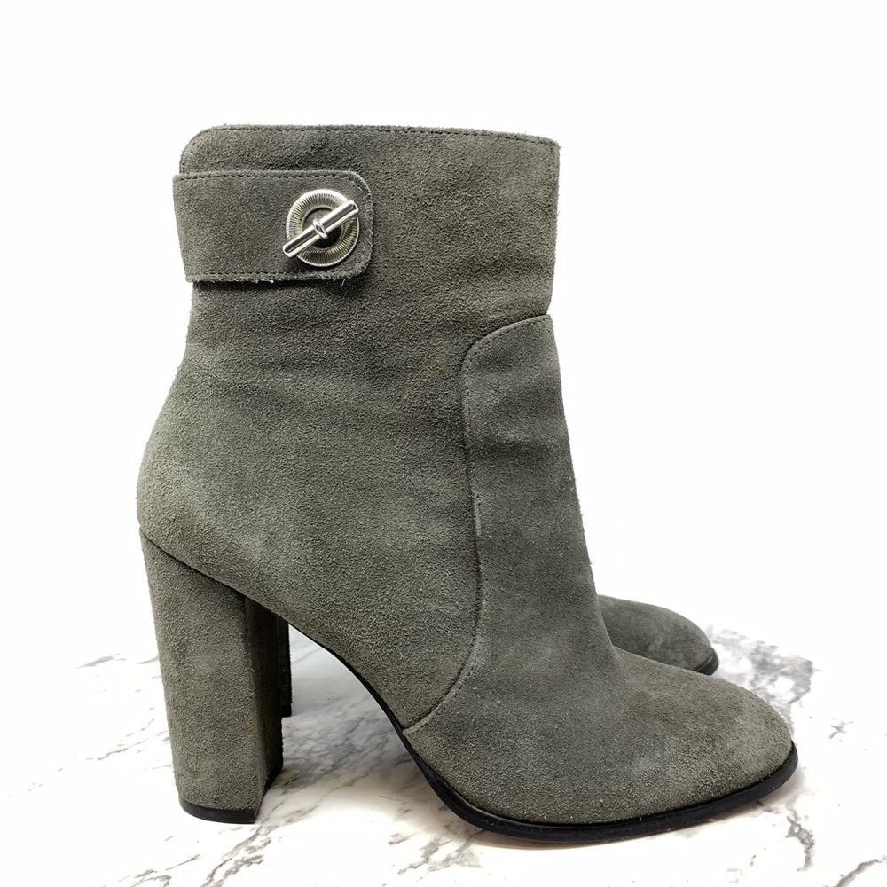 Reiss Buckle Detail Suede Booties 38 Classic Academia Minimalist Preppy Neutral - Picture 2 of 16
